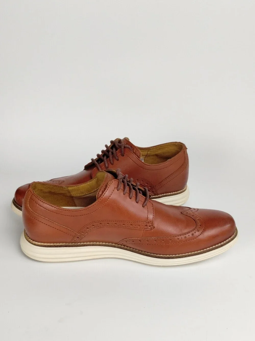 Cole Haan Original Grand Wing Oxfords Woodbury Brown Leather White Outsole Sz 10